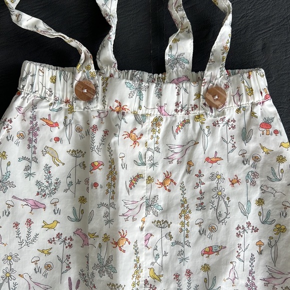 Oliver London Girls Pants Overall Suspenders (like Zara) - cream w print - 1-2yr - Picture 2 of 6